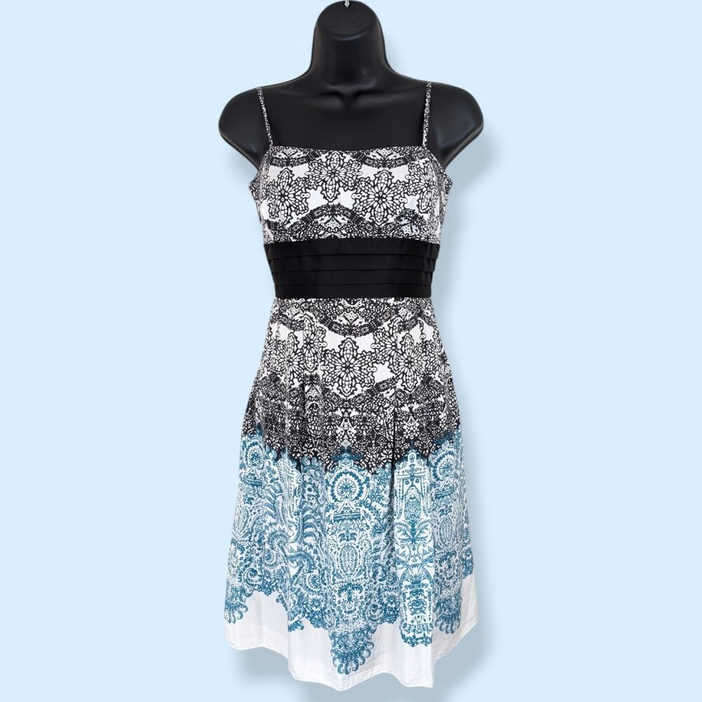 Max & Cleo Silk Blue & Black Dress